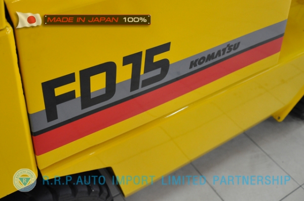ขายรถโฟล์คลิฟท์มือสอง KOMATSU รุ่น FD15L-50409 นำเข้าจากประเทศญี่ปุ่น 100\% ไม่เคยใช้งานในไทย