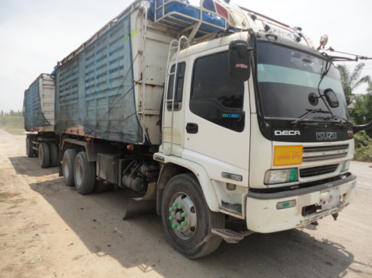 สิบล้อดั้มแม่+ลูก ISUZU 240 แรงหัวขาว ลูกสามมิตรลอนเฉียง