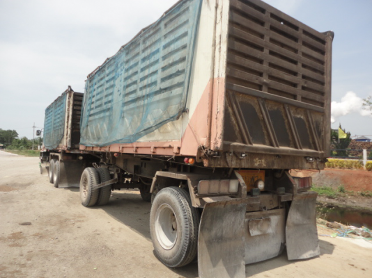 สิบล้อดั้มแม่+ลูก ISUZU 240 แรงหัวขาว ลูกสามมิตรลอนเฉียง