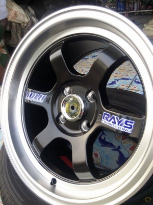 แม็กใหม่ te37 ขอบ 15 กว้าง 8 พอดีซุ้มล้อไม่ล้น กำลังสวย