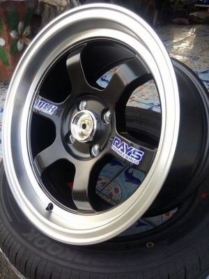 แม็กใหม่ te37 ขอบ 15 กว้าง 8 พอดีซุ้มล้อไม่ล้น กำลังสวย