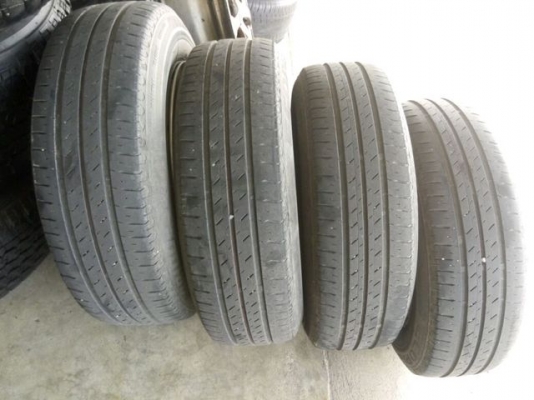 ล้อกระทะพร้อมฝาครอบ นิสสัน 4 รู 100 ยางปี 15 สภาพดี