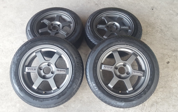 ล้อมือ2 TE37 (สีกัล)ขอบ15 4รู100 พร้อมยาง 4 ล้อ