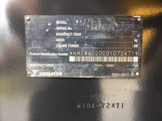 ขายรถตัก KOMATSU WA270-5 ญี่ปุ่นแท้ สวยจัด ปีใหม่ รถสมบูรณ์มาก