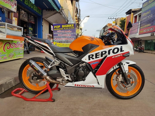 ขายแลกเทิร์นคับ CBR300R REPSOL ปี14 ABS ท่อแต่งฟลู ไฟเลี้ยวแต่ง ท้ายแต่ง ทะเบียนพร้อมโอน ราคา 72500 