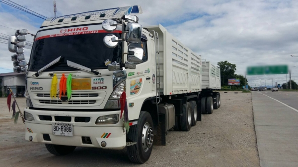 Hino 380 แรง ปี 56 แม่ลูกดัมพ์สามมิตร ลูก 3 เพลาแท้ ทะเบียนพร้อม
