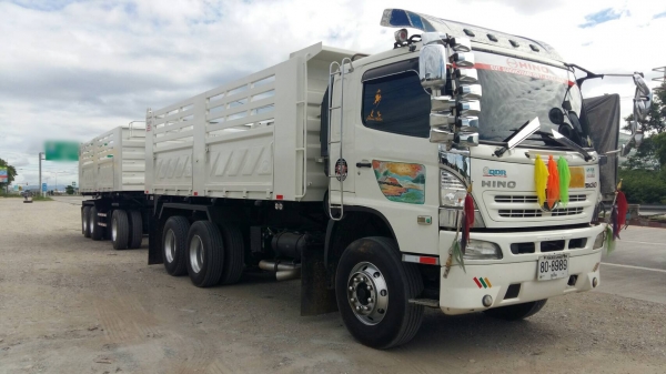 Hino 380 แรง ปี 56 แม่ลูกดัมพ์สามมิตร ลูก 3 เพลาแท้ ทะเบียนพร้อม
