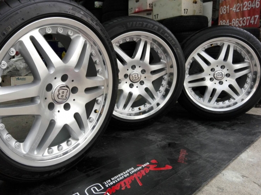 ล้อแม็ก BRABUS Block 6 ขอบ 18 หน้า 8.5 ET 35 หลัง 9.5 ET 38 5 รู 112 ทำสีปัดเงาหน้ามาใหม่ ใส่ Benz ได้หลายรุ่น