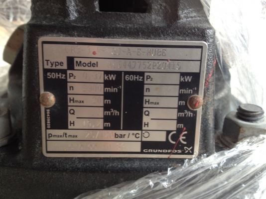 ปั้มน้ำหน้าแปลน มอเตอร์ 0.5 HP GRUNDFOS'X ขายคู่ราคารวม 9,000 บาท