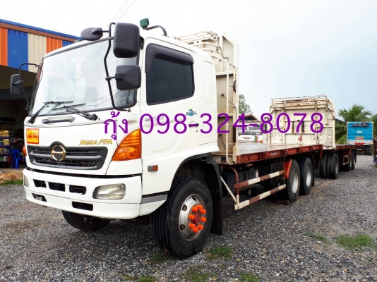 Hino 320 แรง ปี 50 พื้นเรียบแม่ลูกอู่รุ่งเจริญ ลูก 3 เพลา ยาว 7 เมตร แยกแม่ลูกได้