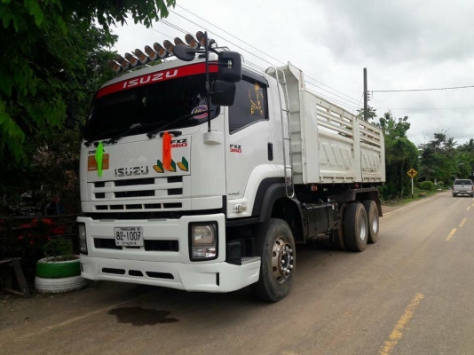 Isuzu 360 แรง ปี 55 แม่เดี่ยวกระบะดัมพ์สามมิตร มีระบบลากพ่วง