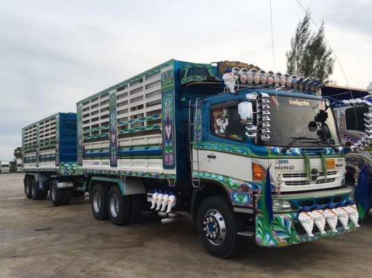 Hino 344 แรง ปี 56 กระบะดัมพ์SKT แม่ลูก 3 เพลาแท้ ใส่ของได้เกือบ 30 ตัน