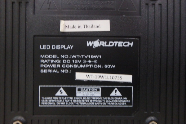 LED TV Worldtech ขนาด 19 นิ้ว รุ่น WT-TV19W1 มีรีโมท คู่มือ กล่อง สภาพใหม่