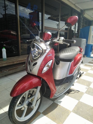 โฉมใหม่ล่าสุด Fino 125 i ปี 2559 สีแดงเทา (ล้อแม็กซ์แท้) รุ่น Premium Fashion รถสวยคลาสสิคมาก
