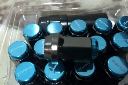 ขายน๊อตล้อ Project Mu SUPER  สีฟ้าเกลียว 1x1.25 = 20P
