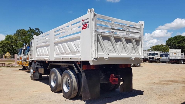 Hino 320 แรง ปี 51 แม่เดี่ยวมีระบบลากพ่วง กระบะดัมพ์สามมิตร ทะเบียนพร้อม