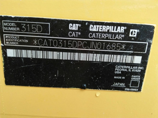 ขายรถแบคโฮ CAT 315 D เอกสารเล่ม ไมล์ 5300 ชม.ราคา 1550000