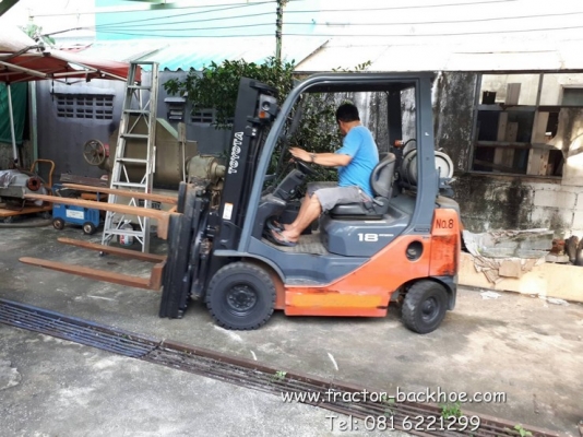 ขาย รถยก โฟล์คลิฟต์ TOYOTA ขนาด 1.8 ตัน 2 ระบบ แก๊ส+น้ำมัน งาหนีบ หมุนได้ เก่านอกแท้