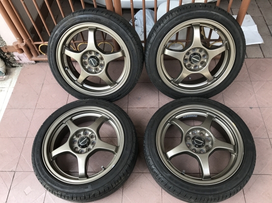 ล้อ A TECH ขอบ15กว้าง5นิ้วอ๊อฟ48 4รู100ติดยางปี15ดอกเต็มเเน่นใช้ยาวเก่าญี่ปุ่นเเท้สภาพสวยสีเดิมๆ