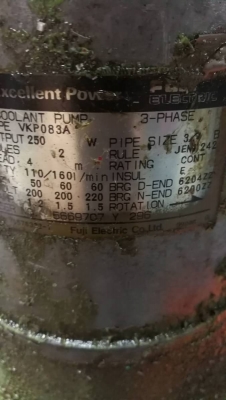 1,300 บ.ส่งถึงบ้านฟรีโทร 083-2000058 LINE ID: line832923 COOLANT PUMP ปั๊มน้ำหล่อเย็นแบบแช่(เฉพาะส่วนฐานล่าง)ยี่ห้อ FUJI ขนาดกำลัง 250 W. เอาไปใช้งานปั๊มงานต่างๆได้ สูบน้ำออกจากบ่อ พร้อมต่อใช้งานเสียบไฟบ้านได้เลย 1,300 บ.ส่งถึงบ้านฟรีโทร 083-2000058 LINE ID: line832923 COOLANT PUMP ปั๊มน้ำหล่อเย็นแบบแช่(เฉพาะส่วนฐานล่าง)ยี่ห้อ FUJI ขนาดกำลัง 250 W. เอาไปใช้งานปั๊มงานต่างๆได้ สูบน้ำออกจากบ่อ พร้อมต่อใช้งานเสียบไฟบ้านได้เลย