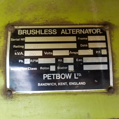 เครื่องปั่นไฟ 250 KVA Petbow เครื่องปั่นไฟ 250 KVA Petbow