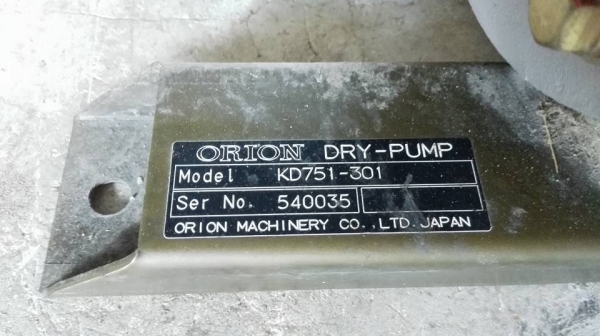 ** SOLD ** แวคคั้มปั้มญี่ปุ่น ORION DRY PUMP ขนาด 1 HP 380V ของใหม่ 100\% ไม่ได้ใช้งาน