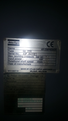 ปั๊มลมสกรูขนาด 250 Kwปี 97= 2 ตัวๆละ220,000 110 kwปี94= 2 ตัวๆละ170,000แอร์ดายเออร์1ตัว