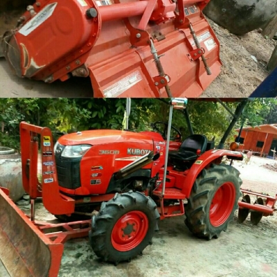 ขายรถไถ L3608อุปกรณ์3ชิ้นใบดันหน้า ผานหลัง โรตารี่ เอกสารทะเบียนครบ