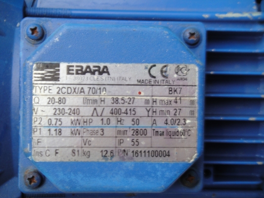 Pump ปั้มสแตนเลส EBARA 1 HP มือสอง