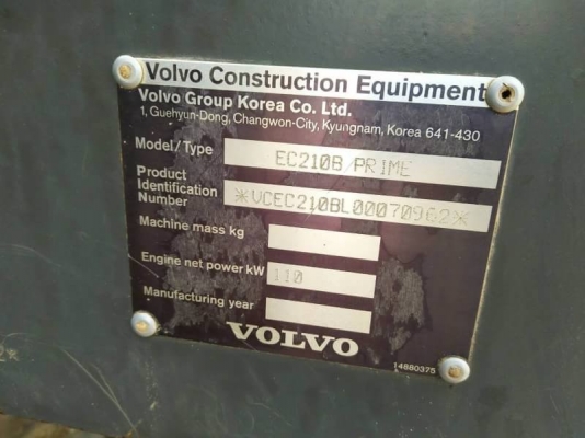 ขาย 1,080,000 บาท VOLVO EC210B PRIME ทำงาน 17,xxx ชม. เครื่องดี ปั้มแรง โซ่หนา เอวแน่น ไฟฟ้าครบ เอกสารเล่มทะเบียน  รถอยู่ จ.สุพรรณบุรี โทร&amp;ไอดีไลน์ 0610710295