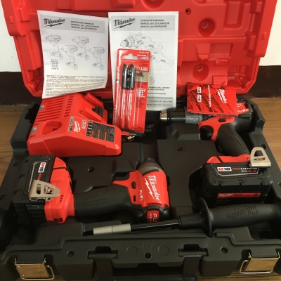 ชุดสว่านไร้สายไร้แปรงถ่าน Milwaukee 2897-22 มีสว่านกระแทกและสว่านไขควง แบ็ต5.0แอมป์ แถมปากกาเมจิค InkZall 2ด้าม