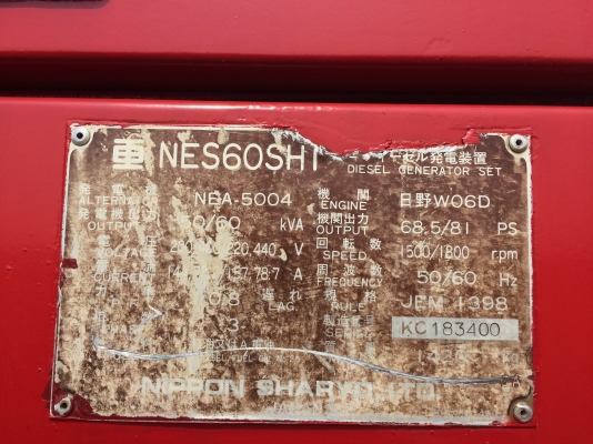 ขายเครื่องปั่นไฟ ขนาด60kva นิปปอน