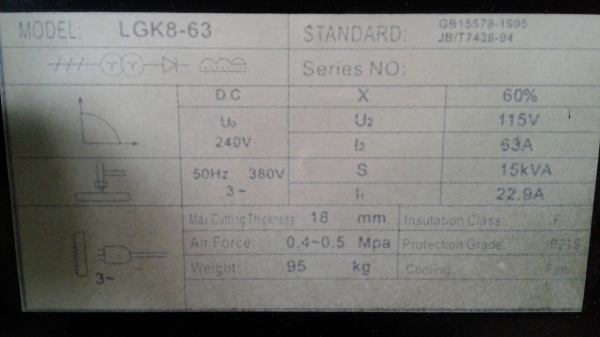 ขายเครื่องตัดพลาสม่า ตัดได้หนา 18 มิล ไฟ 380 V