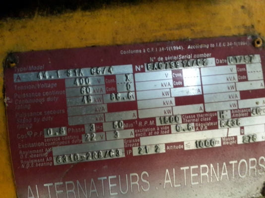 ขายเครื่องปั่นไฟ caterpilard 55 kva,  66 kva perkins turbo , mwm200 kvaนำเข้าจากฝรั่งเศส
