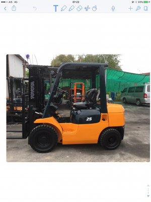 ขาย โฟรคลิฟท์ โตโยต้า รุ่น 7 ดีเซล 2.5 ตัน เสา 3 เมตร