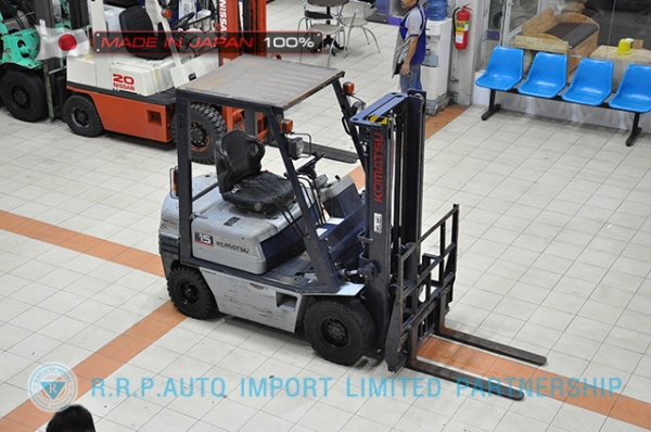 ขายรถโฟล์คลิฟท์มือสอง KOMATSU รุ่น FD15D-15-311202 นำเข้าจากประเทศญี่ปุ่น 100\% ไม่เคยใช้งานในไทย