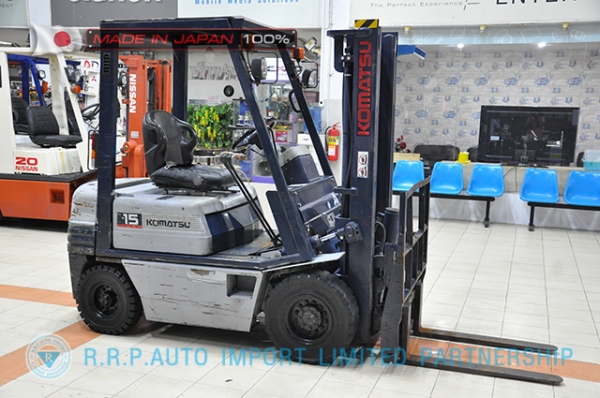 ขายรถโฟล์คลิฟท์มือสอง KOMATSU รุ่น FD15D-15-311202 นำเข้าจากประเทศญี่ปุ่น 100\% ไม่เคยใช้งานในไทย