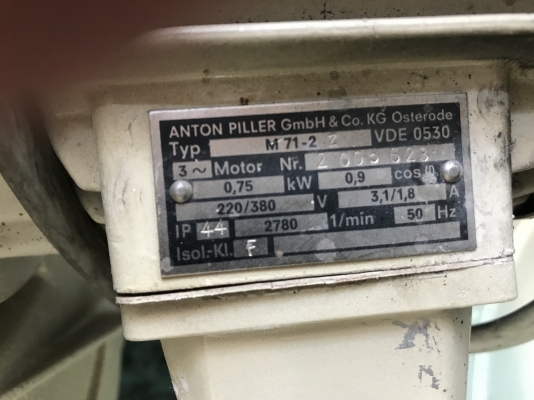 ขายโบวเวอร์แรงดันสูง Piller 1HP. 380V made in Germany ภาพสวยหมุนนิ่มเดิมๆ ให้ลมแรง พร้อมใช้งาน มี 4ตัวครับ