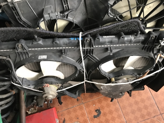 หม้อน้ำติดพัดลมเเผงเเอรครบ NISSAN B14 เก่าญี่ปุ่นเเท้สภาพสวย