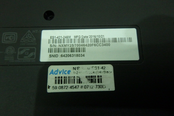 โน๊ตบุ๊ค Acer Aspire ES1-421 AMD E1-6010 Ram 2G HDD 500GB ที่ชาร์ท กระเป๋า
