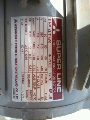 ขายมอเตอร์มิตซู 5แรง 3เฟต สภาพใหม่ ขายมอเตอร์มิตซู 5แรง 3เฟต สภาพใหม่