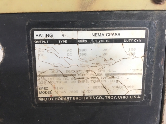 (ปิดการขาย) เครื่องเชื่อมสนามพร้อมปั่นไฟ HOBART รุ่น TITAN 7000 ใช้งานได้ (มีวีดีโอการทำงาน)