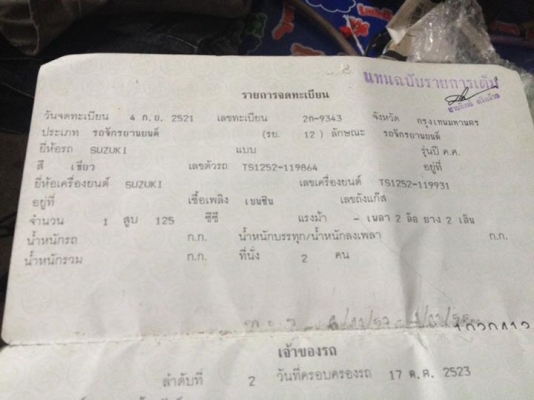 ขายTS125Nทะเบียนเพิ่งขาด