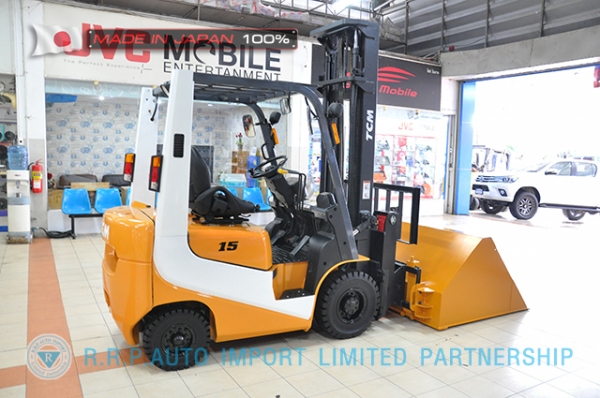 ขายรถโฟล์คลิฟท์มือสอง TCM รุ่น FD15T12-4IH00107 นำเข้าจากประเทศญี่ปุ่น 100\% ไม่เคยใช้งานในไทย