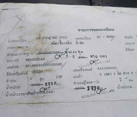 หกล้อเล็ก อิซูชุ NMR130ยูโร.3 ปี53 ช่วงสั้น 3.20ม.รถห้าง สภาพสวยบางเดิมพร้อมใช้งาน ทะเบียนพร้อมโอน ข