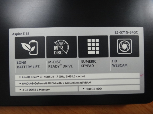 ACER E15 E5-571G -34GC Core i3