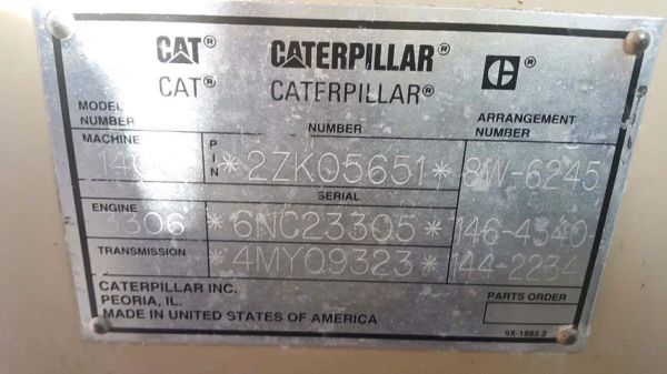 รถเกรด MOTOR GRADER CATERPILLAR 140H S/N. 2ZK05651