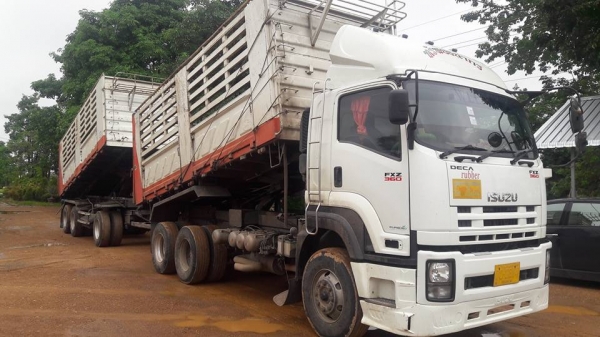 Isuzu 360 แรง ปี 55 กระบะดัมพ์สามมิตรแม่ลูก 3 เพลาแท้ ทะเบียนพร้อม