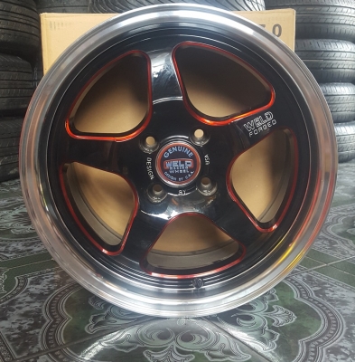 ล้อWELD ขอบ15 4รู100 ขิบแดง+น้ำเงิน พร้อมยางใหม่4 ล้อ