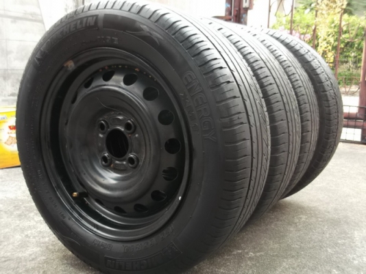 กะทะ14 ดุมกลางใหญ่ 4รู100 + ยาง Michelin 175/65/14 ปี10